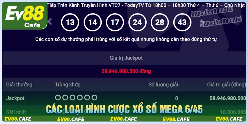 Khám phá các loại hình cược xổ số mega 6/45